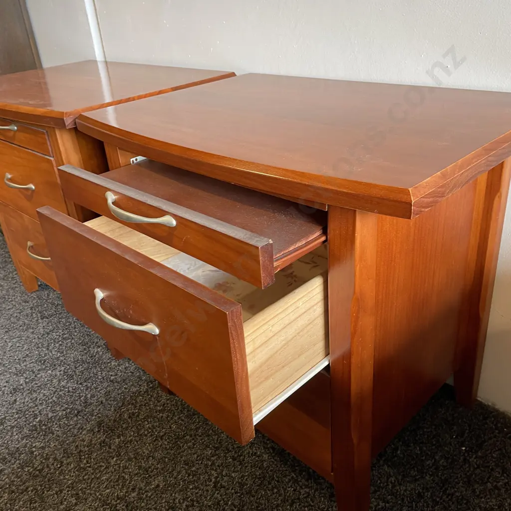 Pair of Ex Funnell's Furniture 2 Drawer Bedside Drawers with Top Trays W73 H68 D46cm Image 1++