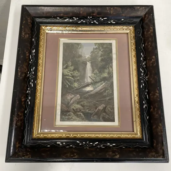 Vintage Ornately Framed Print of Erskine Falls, Lorne. 45 x 50cm