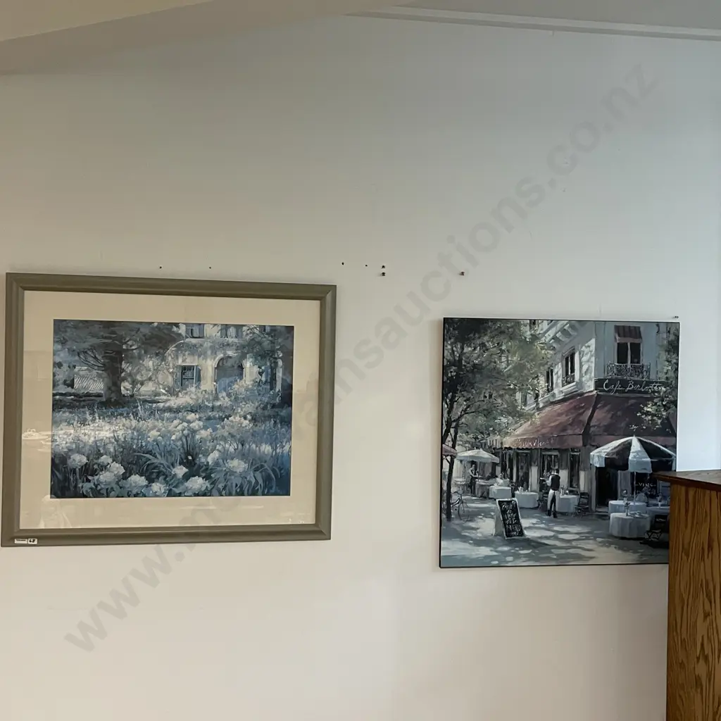 Two Artworks, including "Cafe Berlotti" by Brent Highton and 1 signed by Horning Image 1++