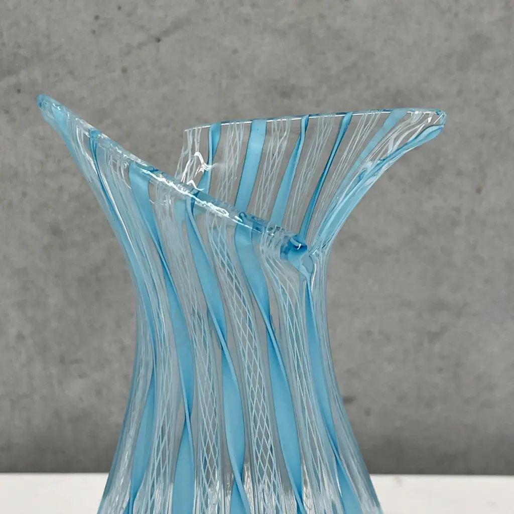 Vintage Murano Art Glass Zanfirico Ribbon Latticino  Vase H15.5cm Image 1++