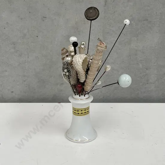 Vintage Hat Pin Holder with selection of Hatpins