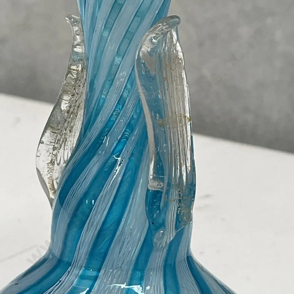 Vintage Murano Art Glass Zanfirico Ribbon Latticino two handled Vase H11cm Image 1++
