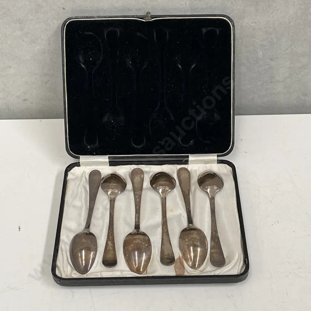 Vintage Boxed set of 6 Sterling Silver Teaspoons. Hallmarked as shown Image 1++
