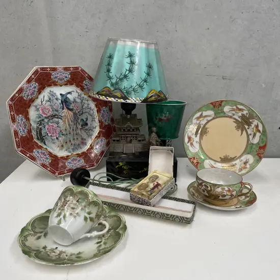 Asian Porcelain items with Boxed Paperweight