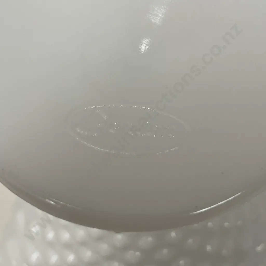 Vintage Fenton White Glass Pedestal Sweet Compote. Dimpled with ruffled edge. H13cm Image 1++
