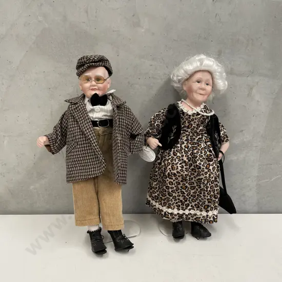 Pair of "Nana" and "Grandad" Standing Dolls. No. 00783. H48cm RETURNED