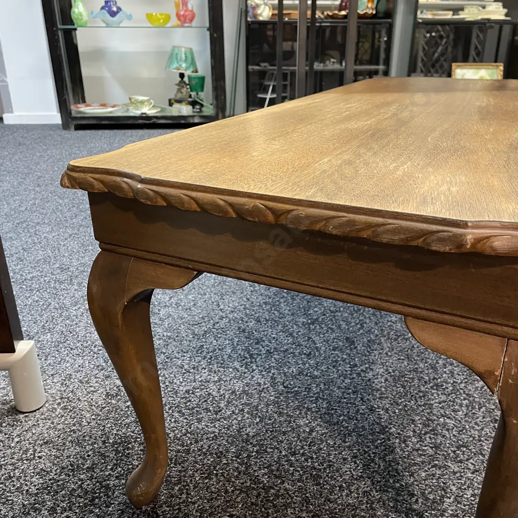 Vintage Solid Mahogany Wave Edge Coffee Table, L106 W44 H39cm with Vintage Oak Dining Chair Image 1++
