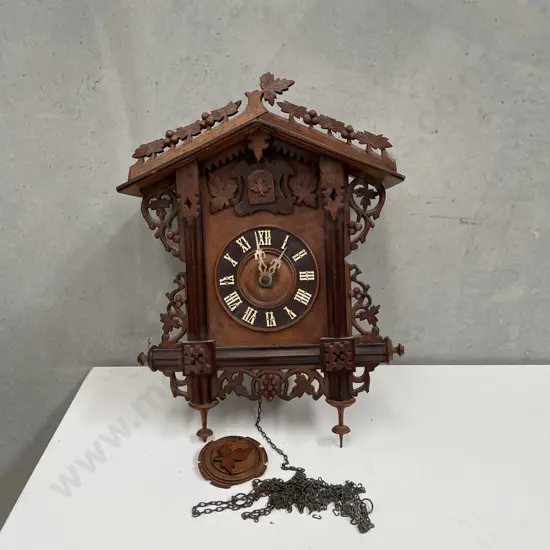 Vintage Ornately Carved Cuckoo Clock (as is) H44cm W33cm
