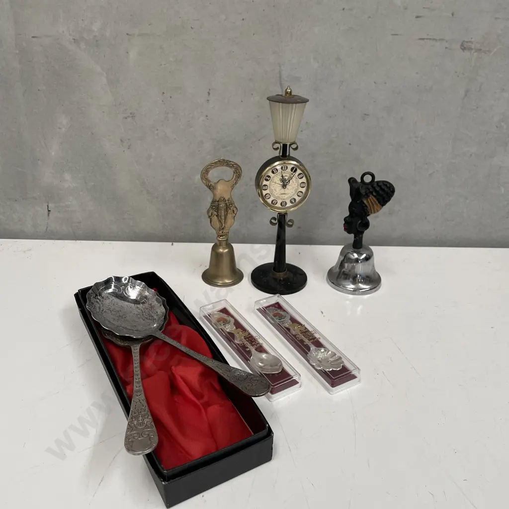 Assorted Vintage Collectables incl Bells, Cutlery, Clock etc Image 1++