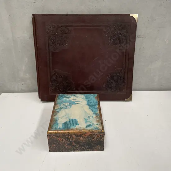 Leather Photograph Album with Vintage Lacquered Box UNSOLD DONATED