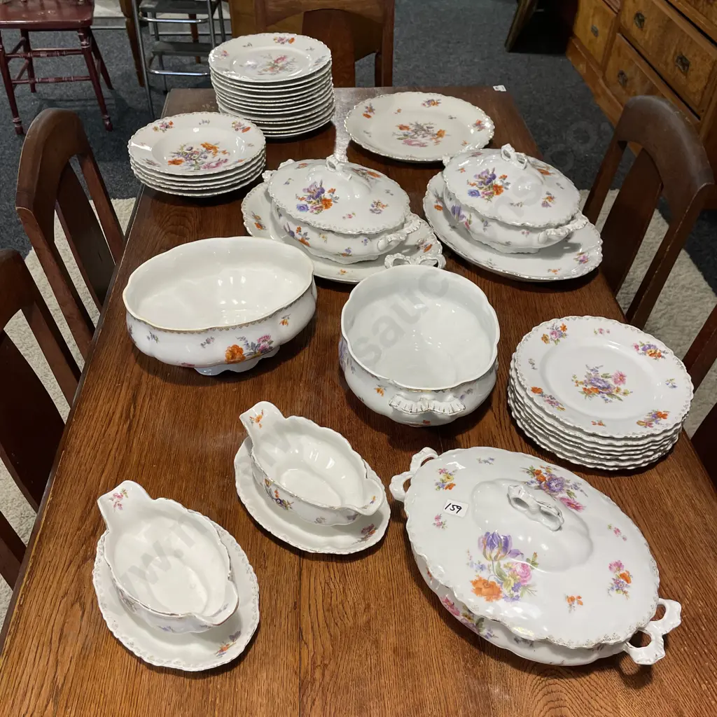 Antique Rare Altwasswer Silesia Dinner Set including Lidded Tureens, Gravy boats, Platters, plates, bowls etc Image 1++