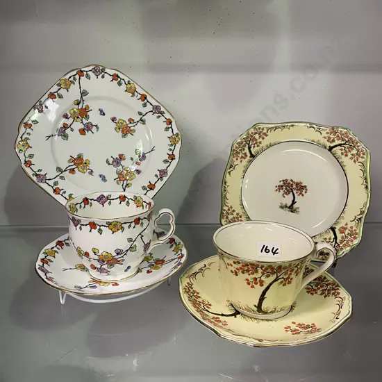 Two Vintage Handpainted and Enamelled Trios: Royal Albert and Royal Winton
