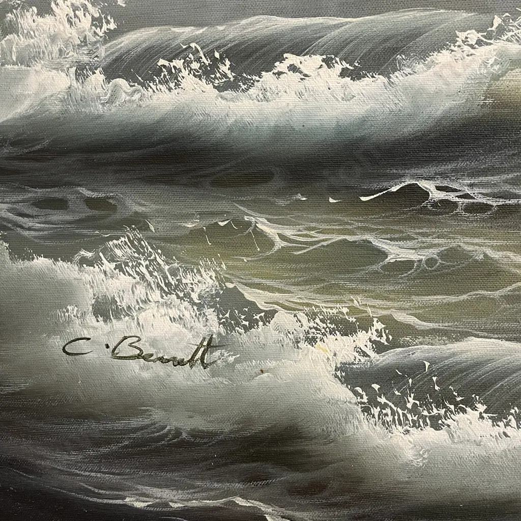 Original Artwork of Seascape Signed C. Bennett. 66 x 62cm Image 1++
