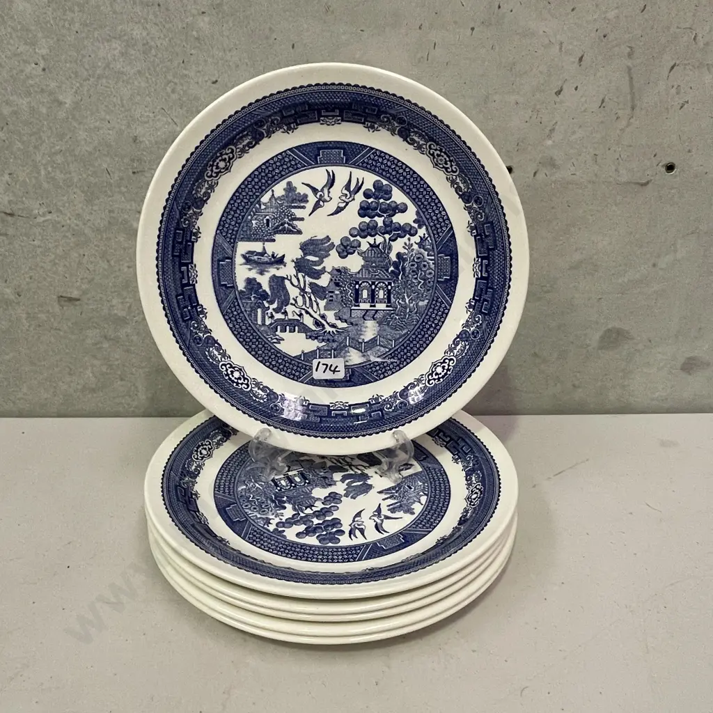 Set of 6 Crown Lynn? "Made in NZ"  Blue Willow Dinner Plates Dia26cm Image 1++
