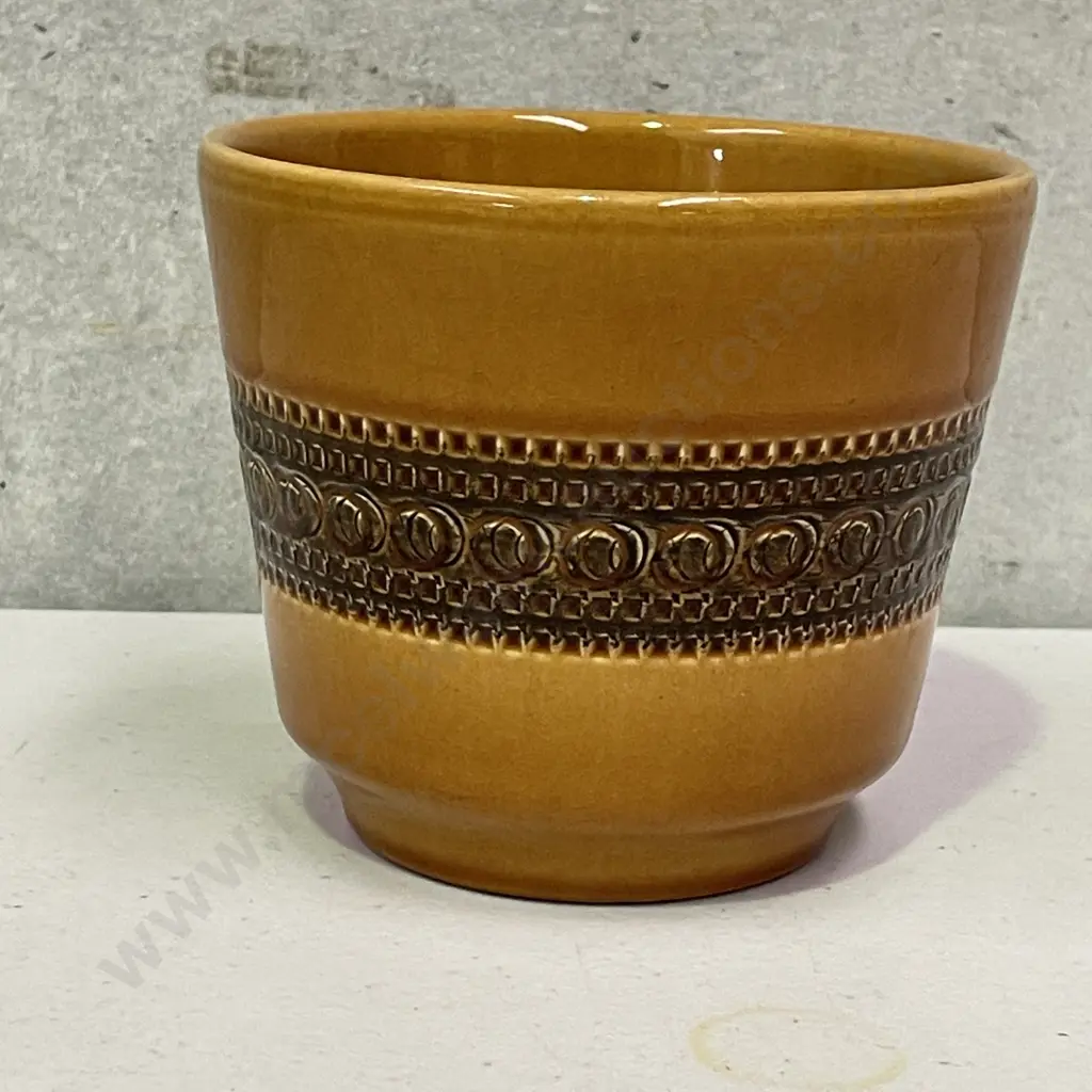 Vintage Mid Century German Scraffitto Vase. Honeyglaze H9.5cm Dia 11cm Image 1++