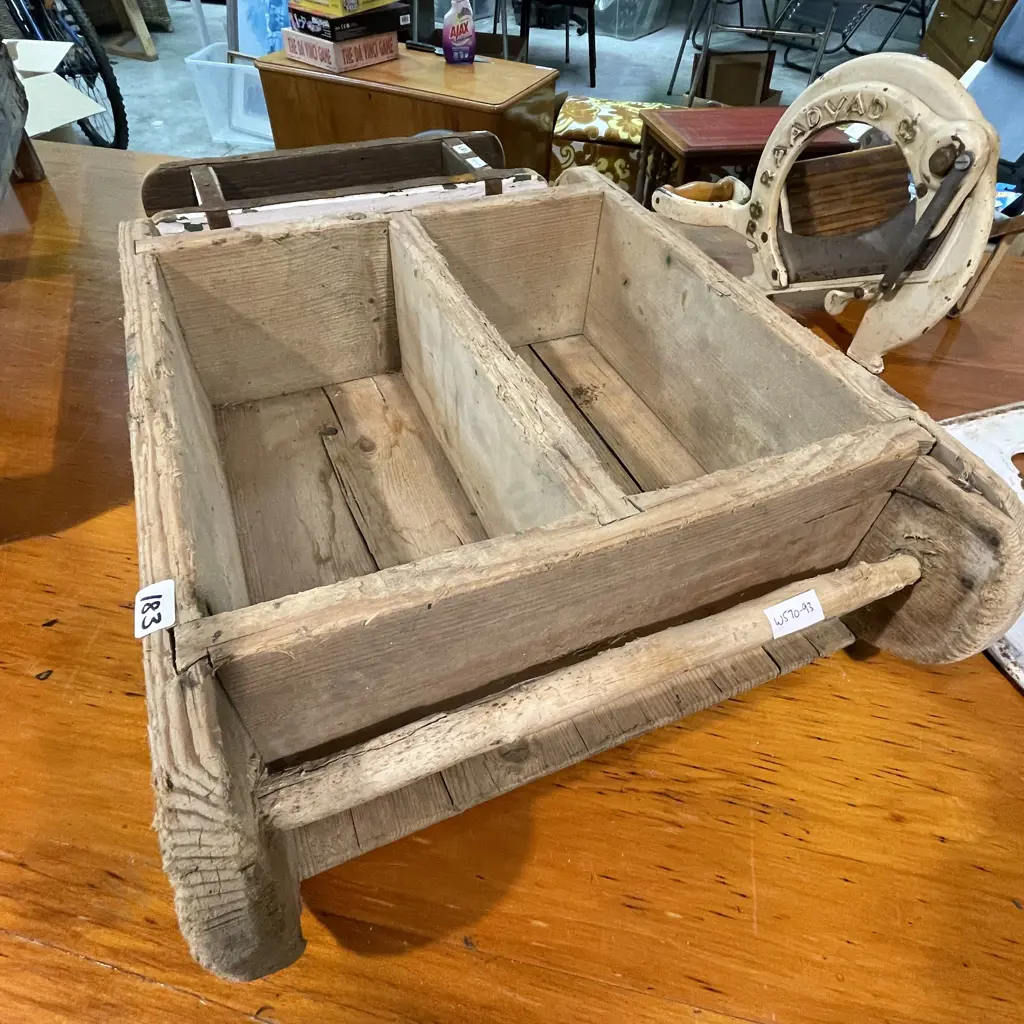 Vintage Wooden Brick Mould, Double, Handles Each Side, H16 W38 D59cm Image 1++