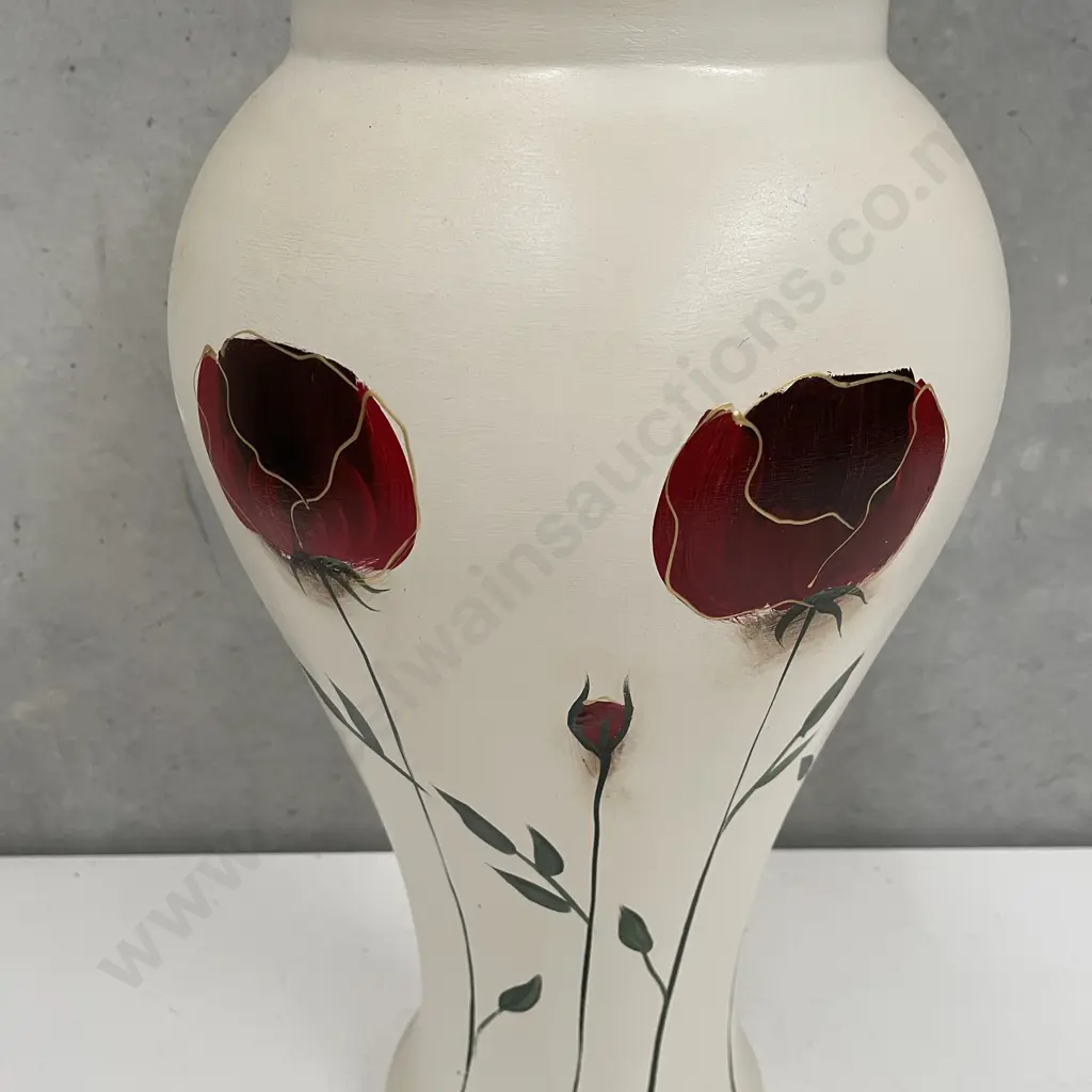Large Jellico Arts Ltd Pottery Floor Vase decorated with handpainted Poppies H45cm Image 1++