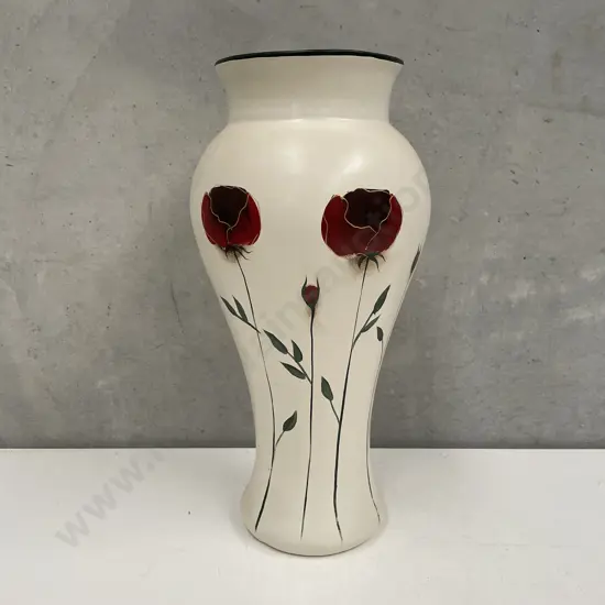 Large Jellico Arts Ltd Pottery Floor Vase decorated with handpainted Poppies H45cm