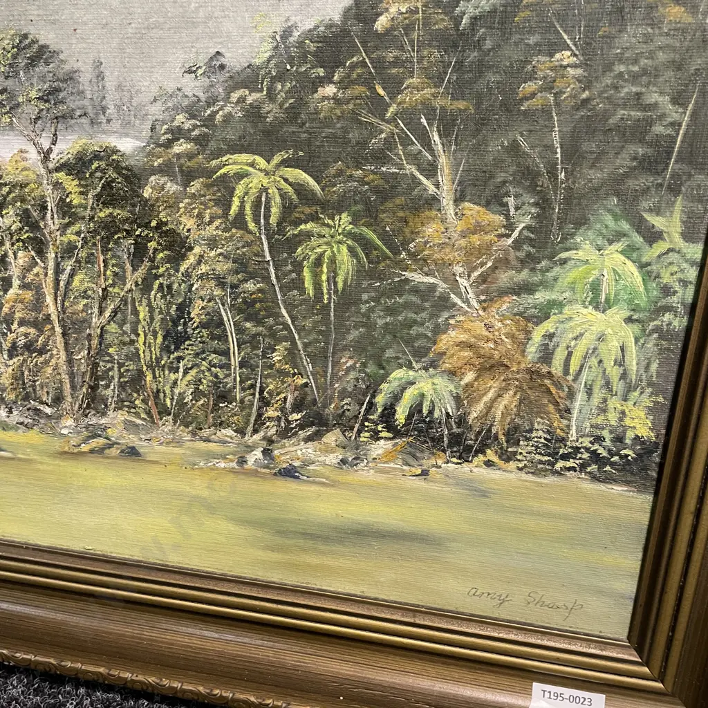Vintage Framed original Artwork Signed Amy Sharp. Landscape Scene. 73 x 59cm Image 1++