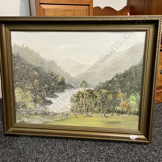Vintage Framed original Artwork Signed Amy Sharp. Landscape Scene. 73 x 59cm