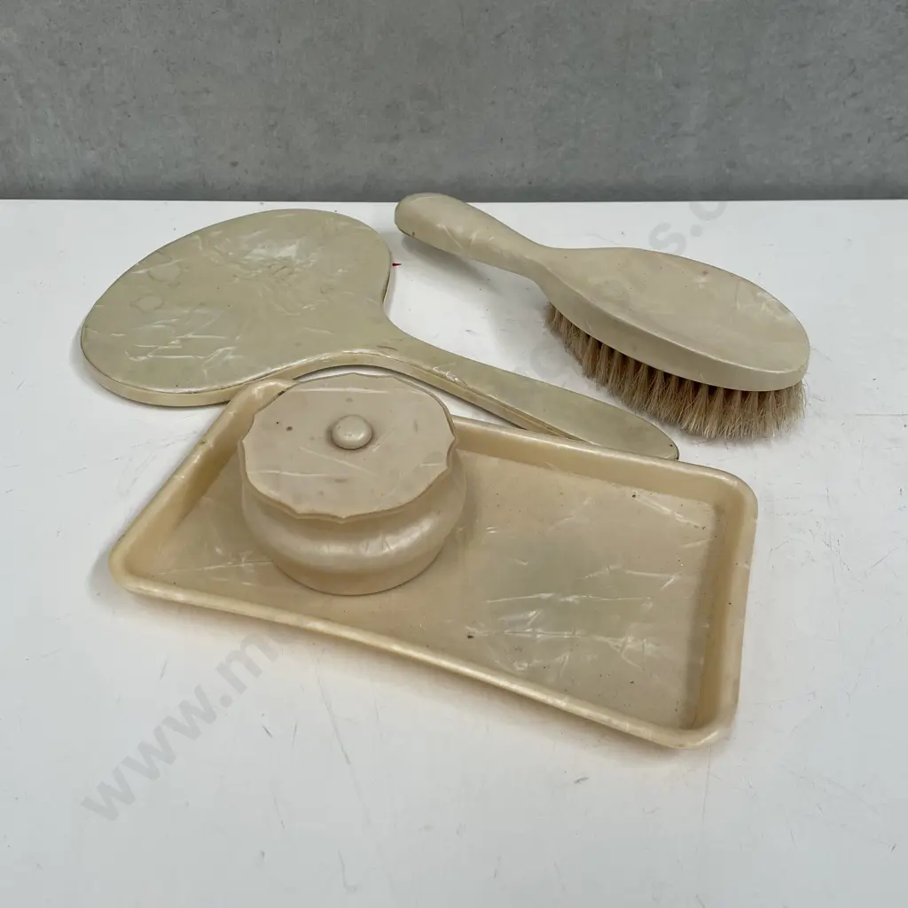 Vintage Pearlised Ivory coloured Dressing Table Items Image 1++