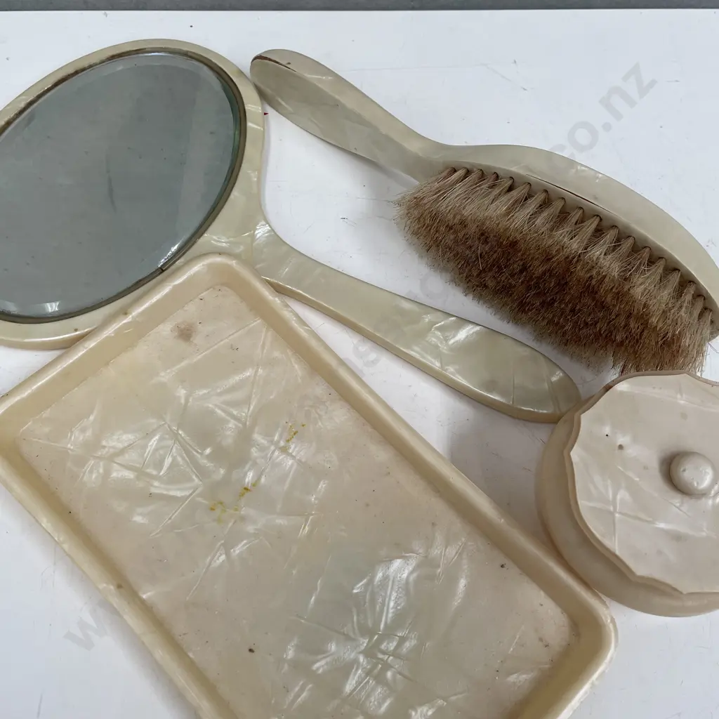 Vintage Pearlised Ivory coloured Dressing Table Items Image 1++