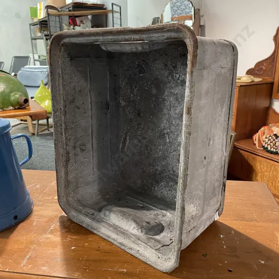 Vintage Metal Industrial Storage Bin, H22 W43 D35cm