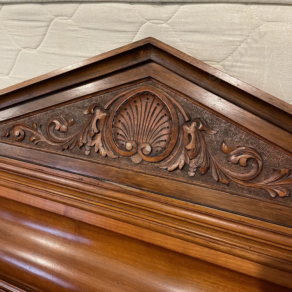 Antique Solid Mahogany Large Overmantle H53 W190 D10cm Image 1++