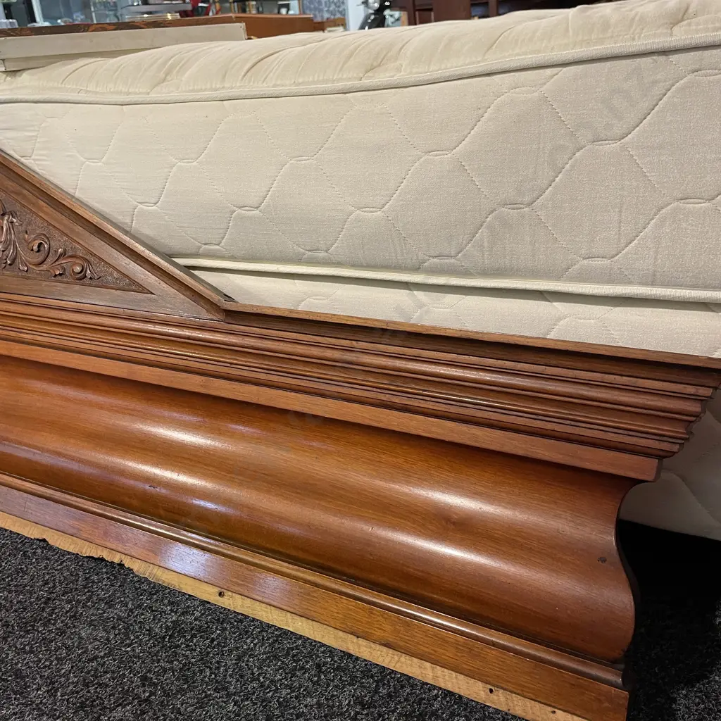 Antique Solid Mahogany Large Overmantle H53 W190 D10cm Image 1++