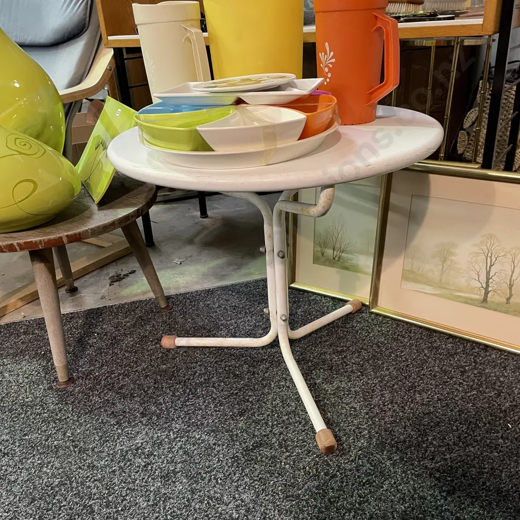 Mid Century Tri Footed Table. H48cm Dia56cm Image 1++