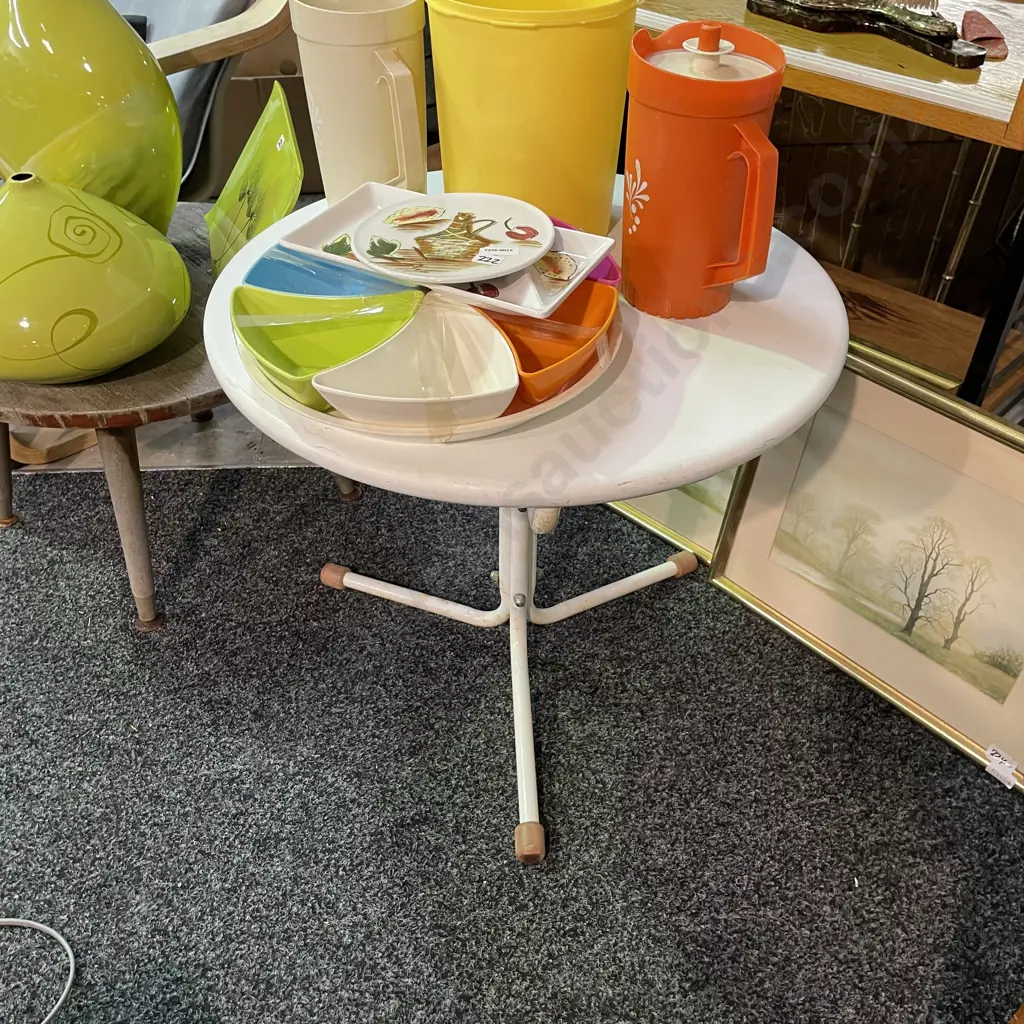 Mid Century Tri Footed Table. H48cm Dia56cm Image 1++