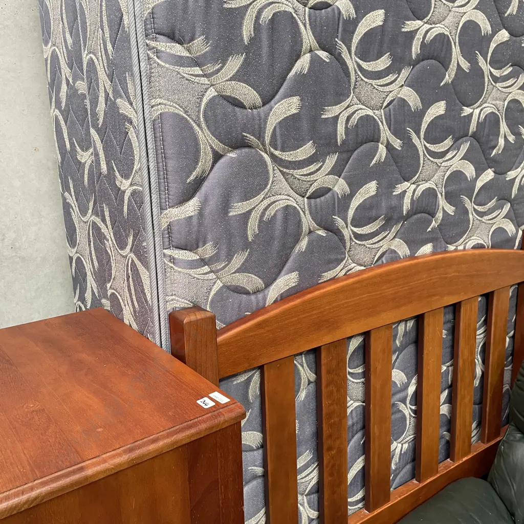 King Single Bed with Headboard and pair of 3 Drawer Bedside. Ezicare Torquezone Mattress Image 1++