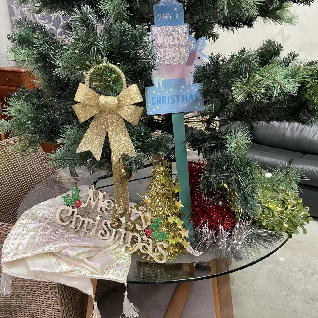 Christmas Tree and box of Decorations Image 1++