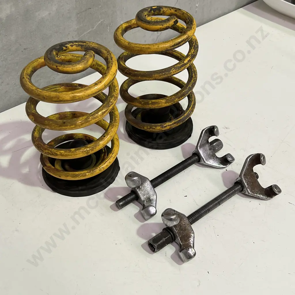 Pair of Yellow Heavy Duty Springs with Heavy Duty Coil Spring Compressors Image 1++
