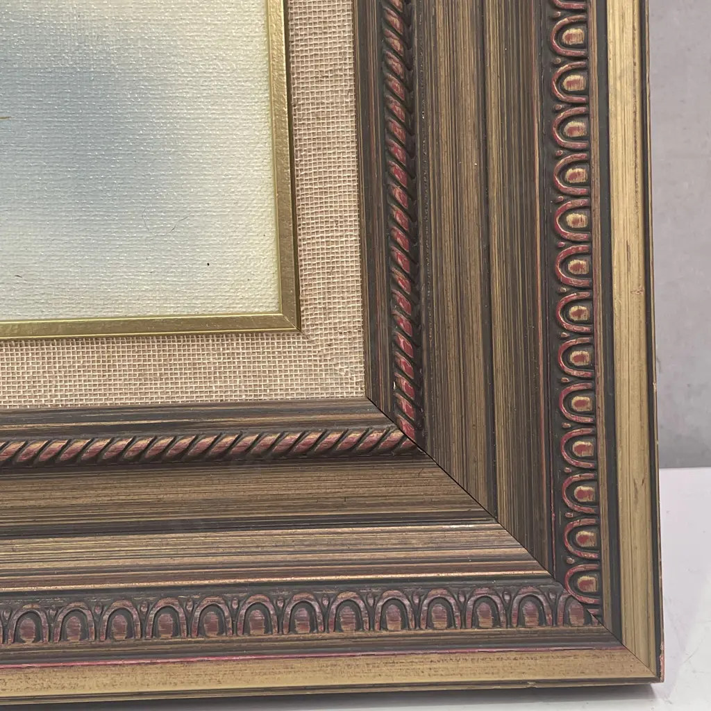 Signed Original John Johnston Artwork. Ornate Framed. Lake, Mountain, fishing scene. 97x67cm Image 1++