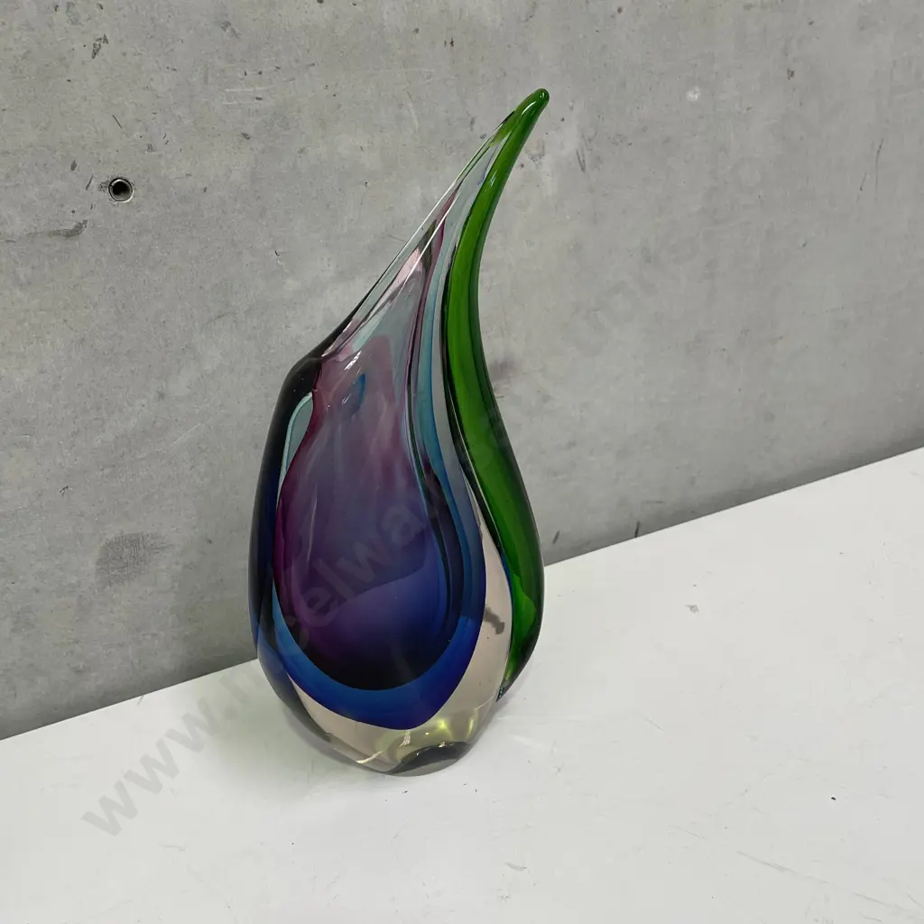 Stunning 1960's Jarro De Azul Murano Glass Vase. Green, Clear, Blue, Purple internal Colours H26cm Image 1++