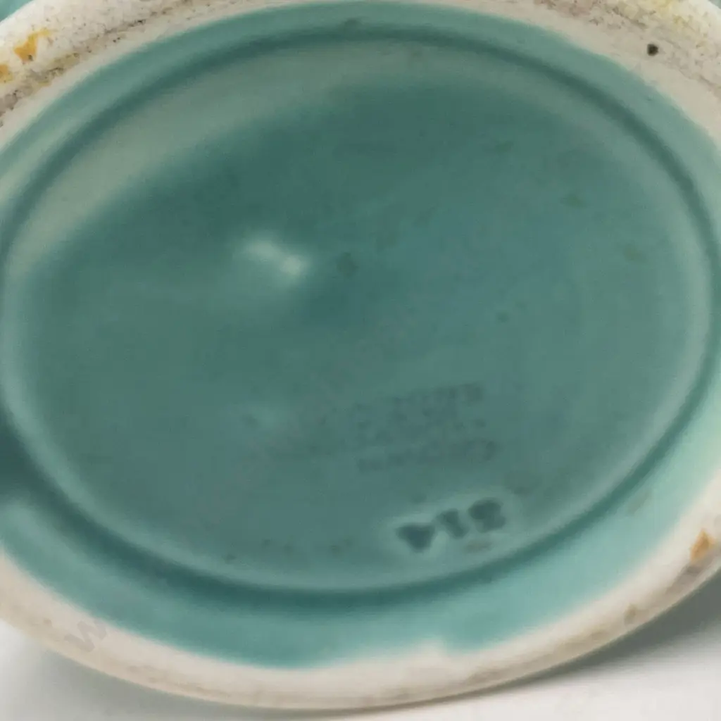 Crown Devon Art Deco Vase. Ribbed Green with Yellow Mottled overglaze. H19 Dia17cm Image 1++