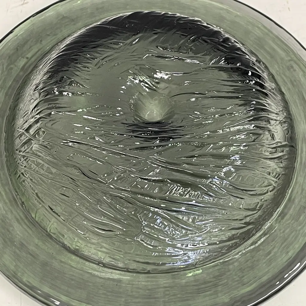 Mid Century Kosta Boda Brava Art Glass Bowl with relief pattern on underside. Smoke colour. Dia26cm Image 1++