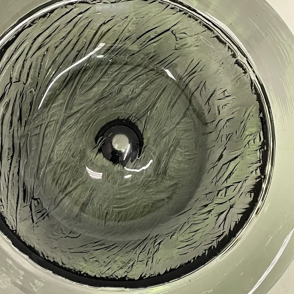 Mid Century Kosta Boda Brava Art Glass Bowl with relief pattern on underside. Smoke colour. Dia26cm Image 1++