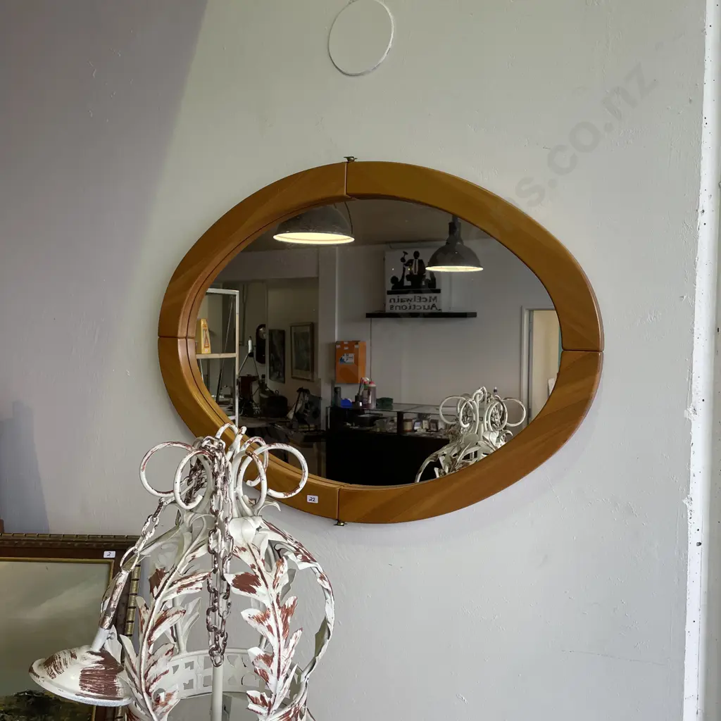 Ex Millbrook Solid Rimu Framed Oval Mirror. 90 x 65cm Image 1++