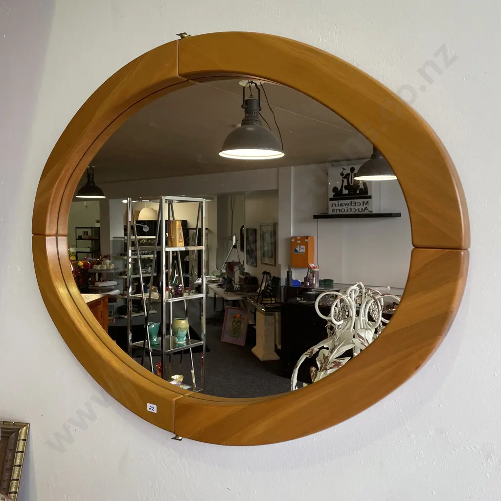 Ex Millbrook Solid Rimu Framed Oval Mirror. 90 x 65cm Image 1++