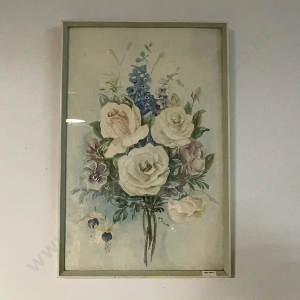 Framed Original Signed Watercolour, Floral Themed 37 x 56cm Image 1++