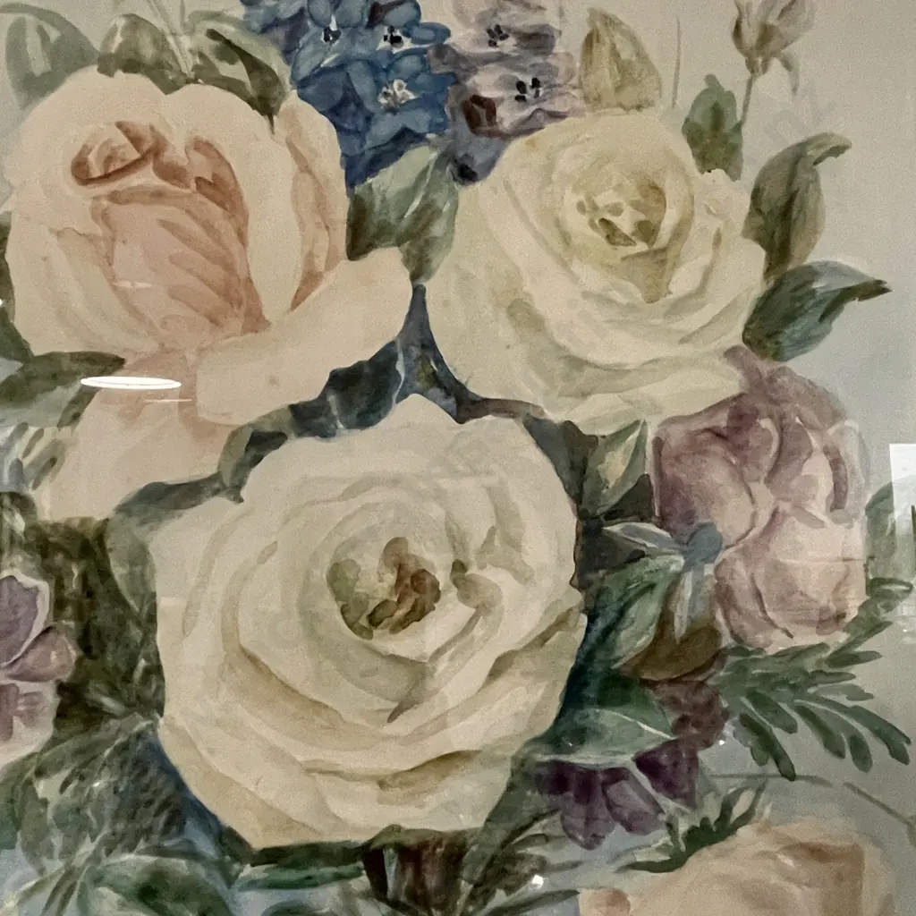 Framed Original Signed Watercolour, Floral Themed 37 x 56cm Image 1++