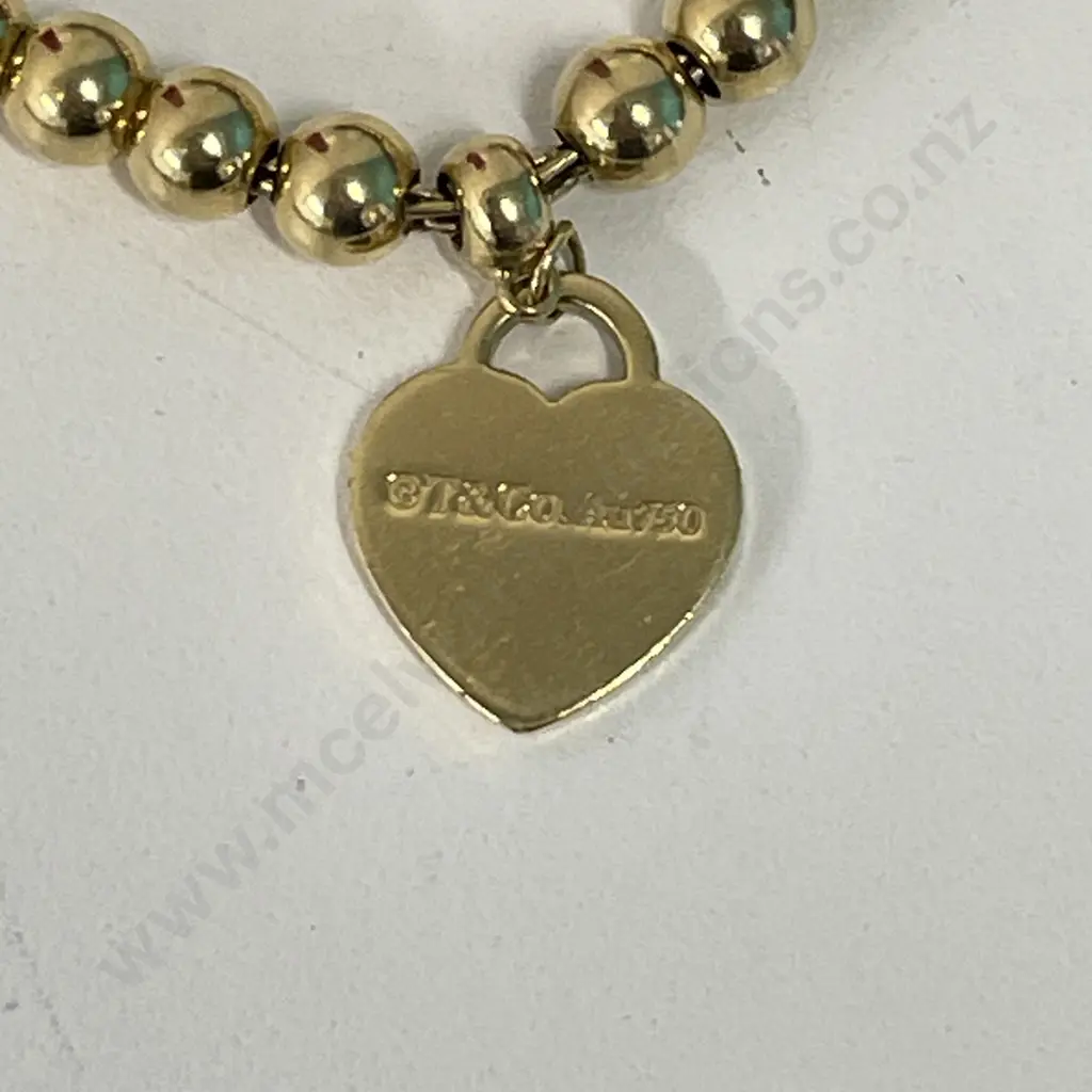 18ct Gold Tiffany & Co marked Ball Bracelet. Stamped as shown. L17cm Image 1++