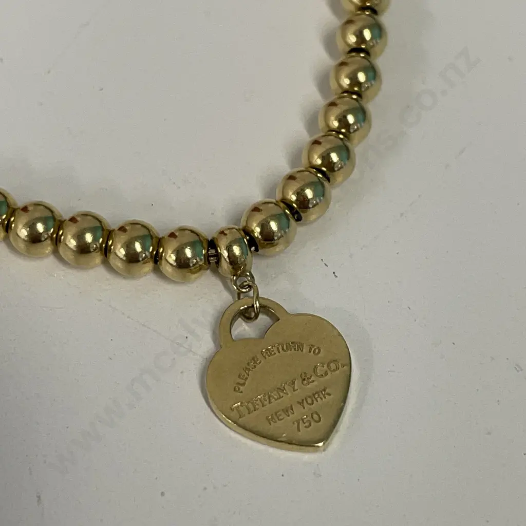 18ct Gold Tiffany & Co marked Ball Bracelet. Stamped as shown. L17cm Image 1++