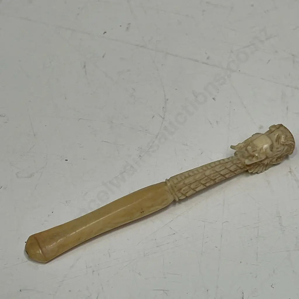 Antique Chinese Ivory Cigarette Holder with Dragon Tip L11cm Image 1++