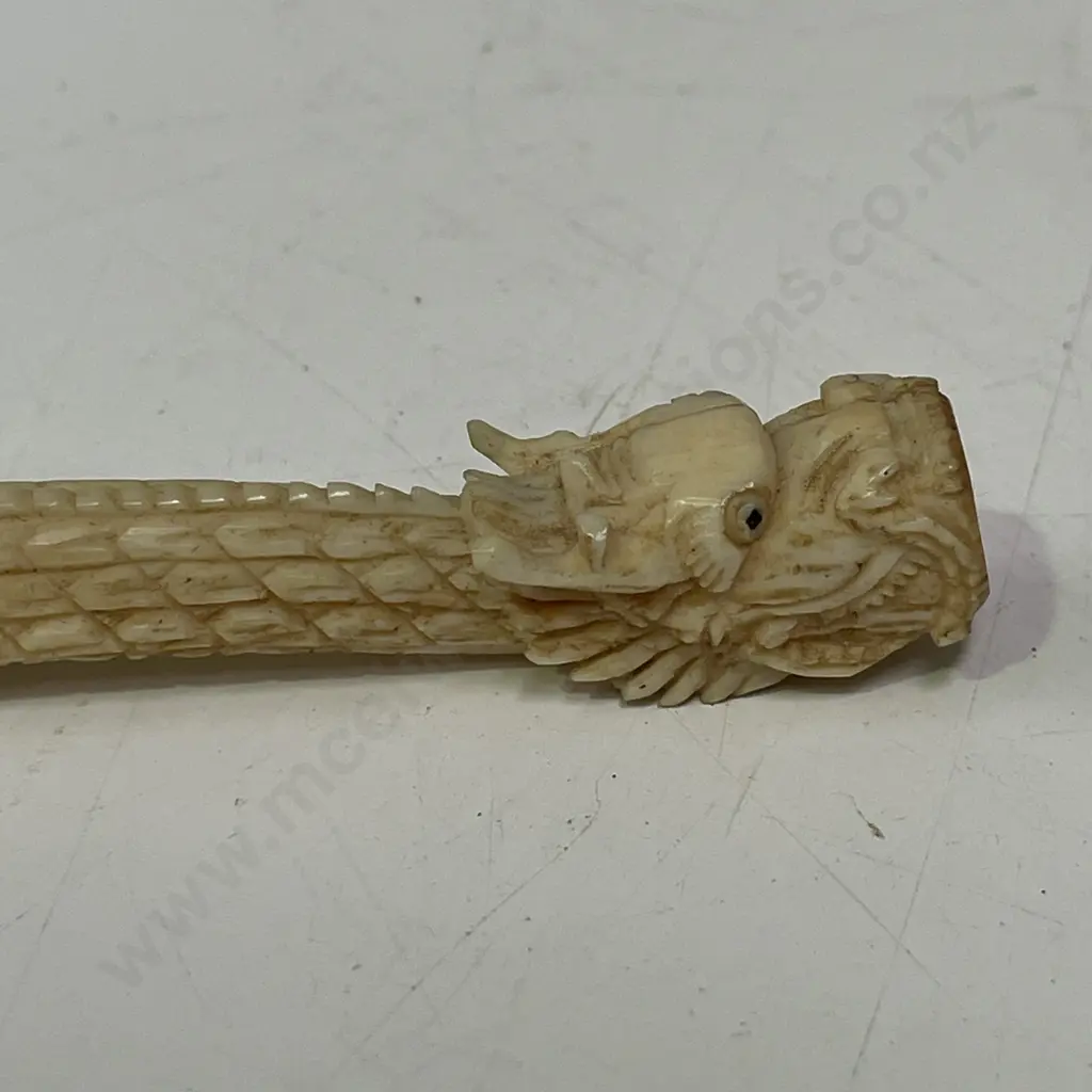Antique Chinese Ivory Cigarette Holder with Dragon Tip L11cm Image 1++