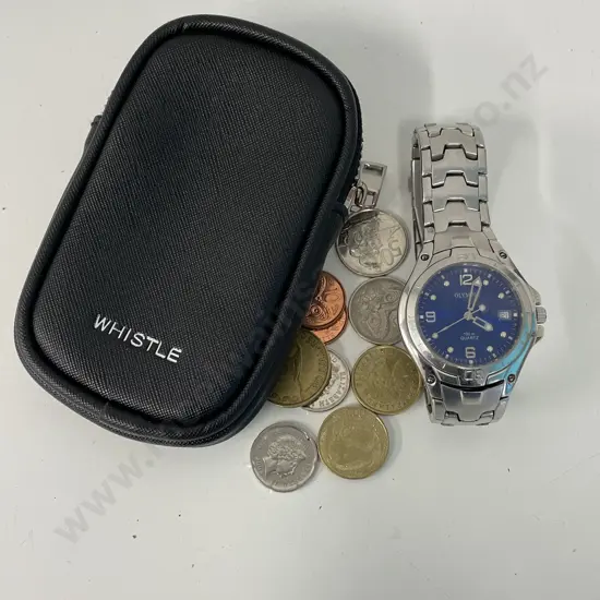 Olympic Quartz 100m Silver Watch with Whistle Pouch and Coins