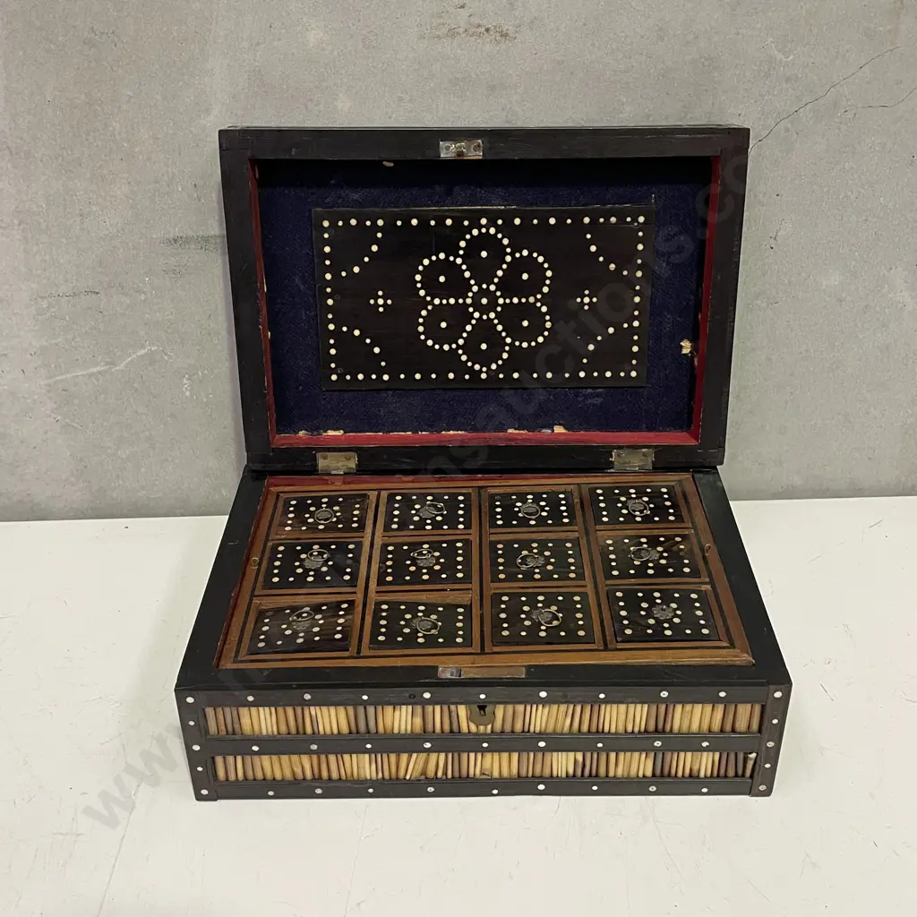 Stunning Vintage Porcupine Quill Jewellery Box with internal lidded segments (af to hinges) H11cm 27 x 18cm Image 1++