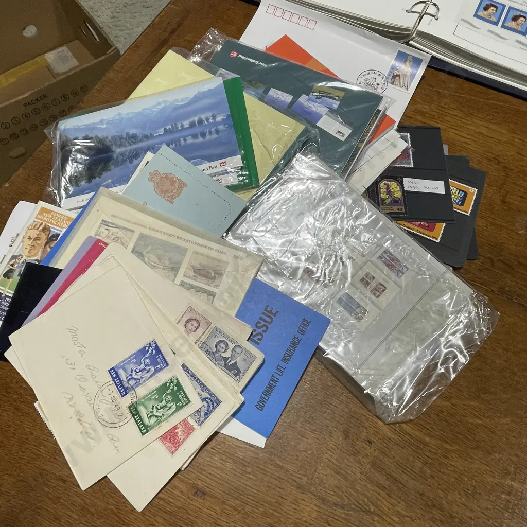 The Premier NZ Stamp Album with Large Selection of Assorted First Day Covers etc Image 1++